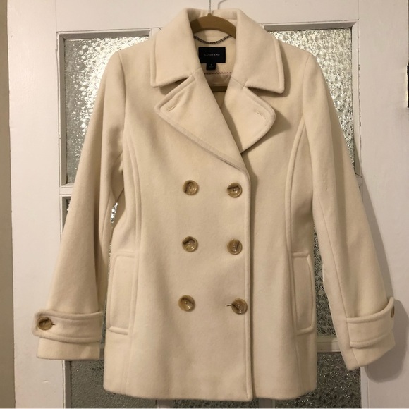 Lands' End Jackets & Blazers - Lands’ End Wool Blend Cream Peacoat